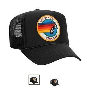 Aviator Nation Black Trucker Hat with Rainbow Patch “Venice CA”